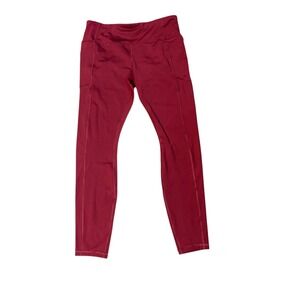Avia Women Burgundy Active Leggings Pockets Athleisure Size L 12-14